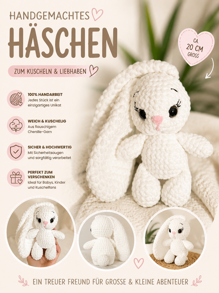 Handgemachtes Häschen mit langen Ohren