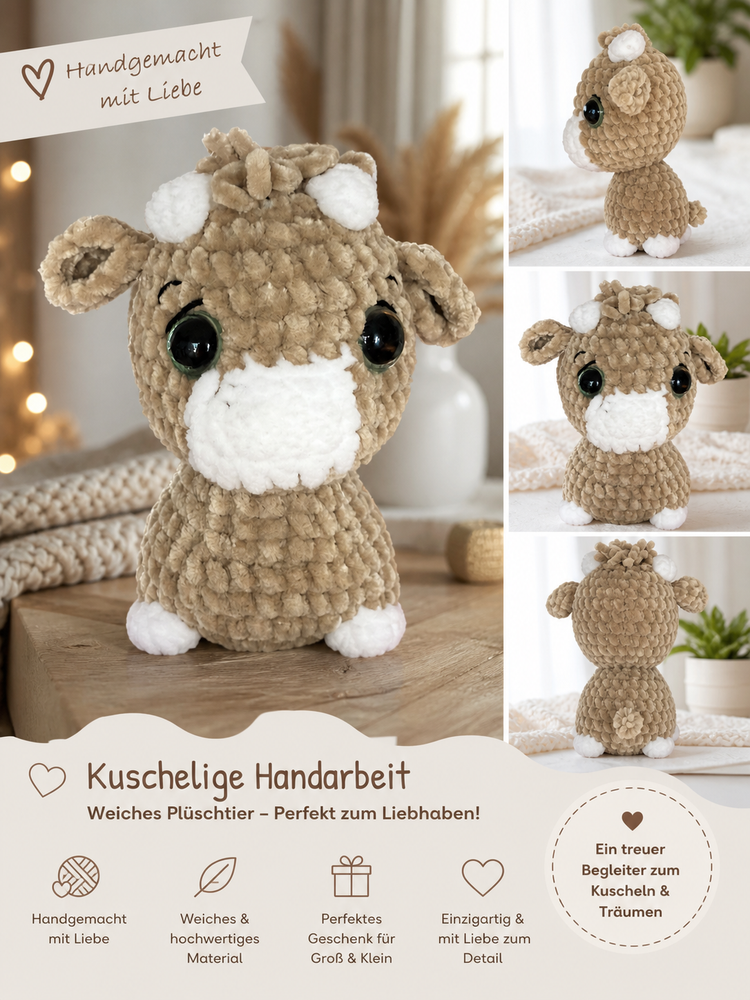 Mini Kuh Kuscheltier – handgemacht mit Liebe