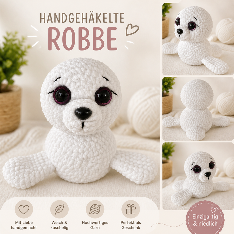 Handgehäkelte Robbe
